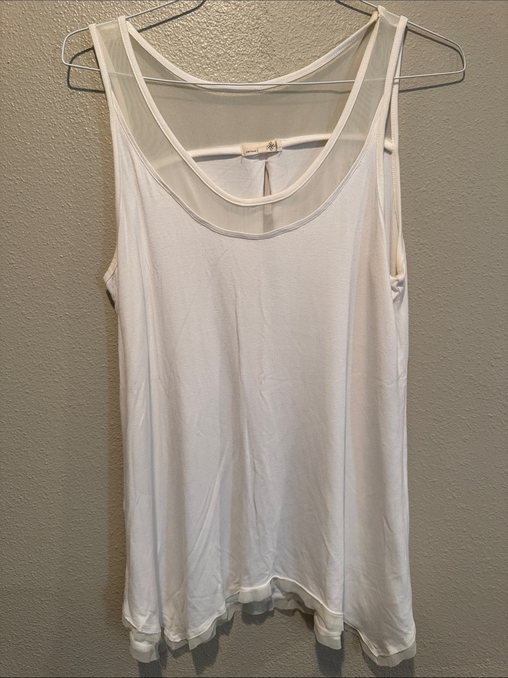 Lightweight White Mesh Yoke Tank Top
